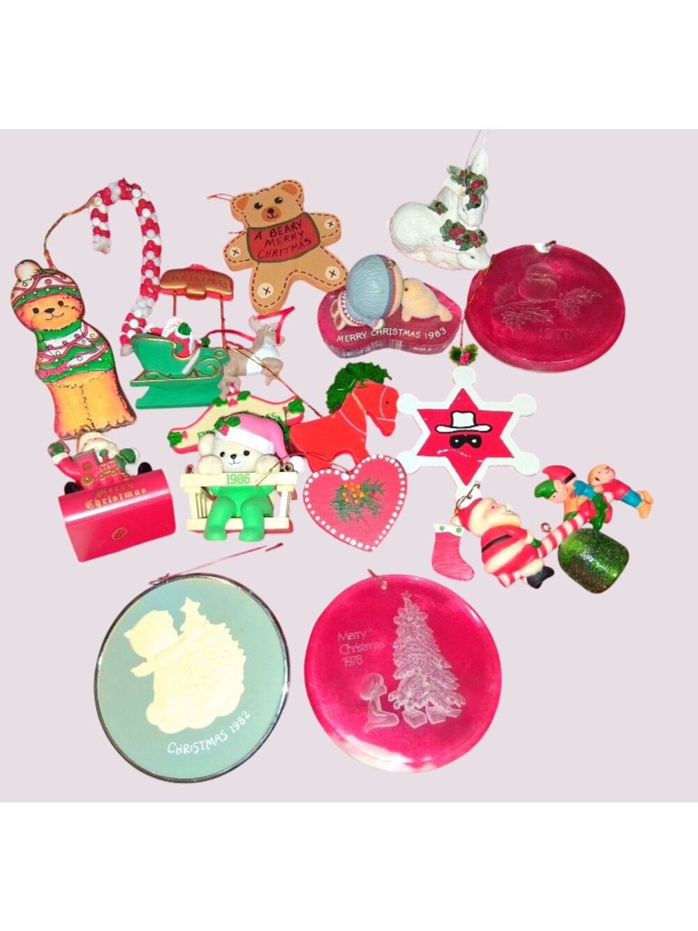Vintage Christmas Ornament Lot - 1978-1991 Holiday Decor Featuring Santa Bears R